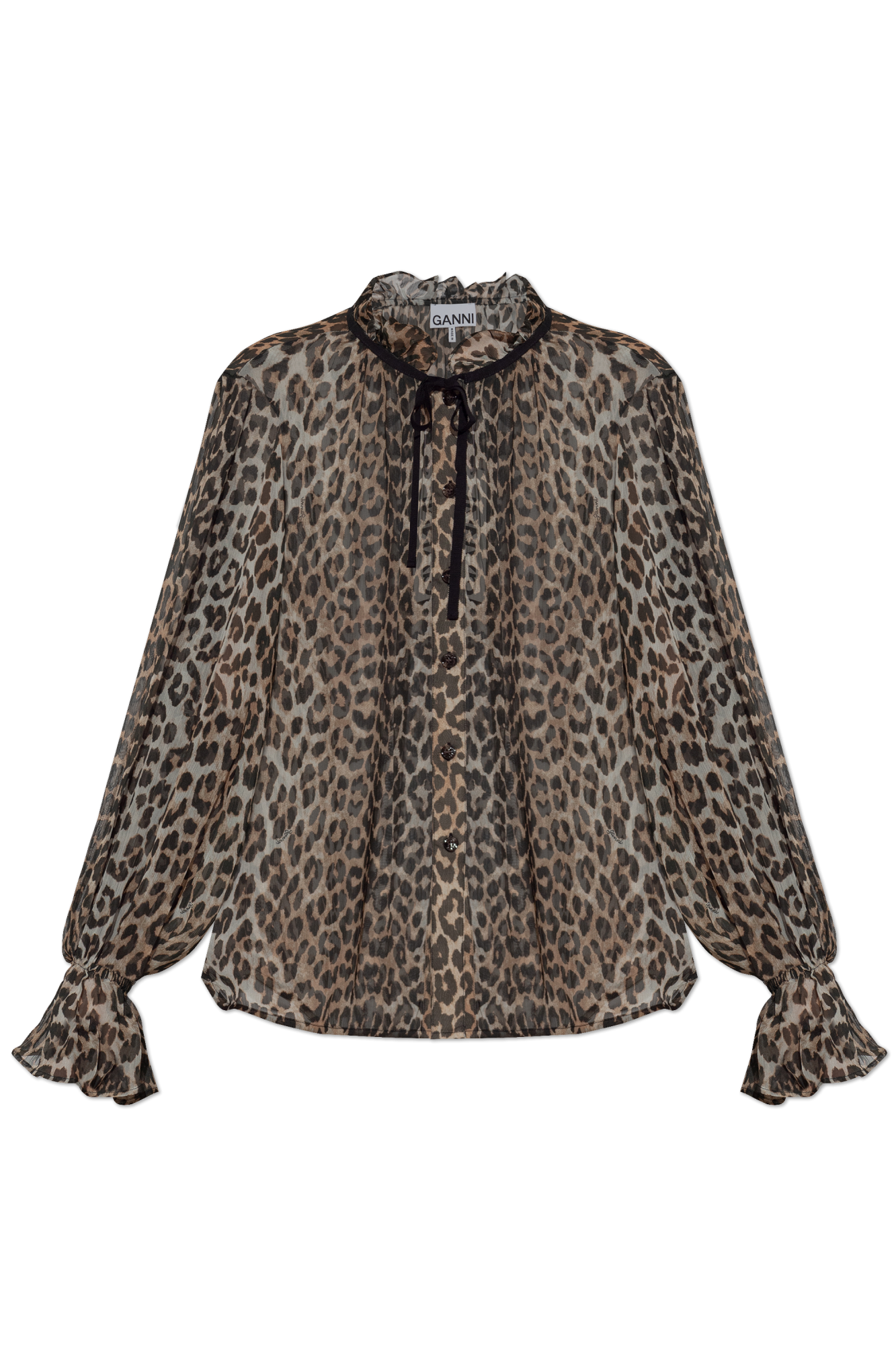 Ganni Transparent leopard print shirt | Women's Clothing